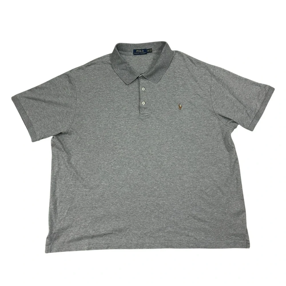 Polo‎ Ralph Lauren Soft Cotton Polo Shirt Mens 2XB Big Heather Gray Short Sleeve